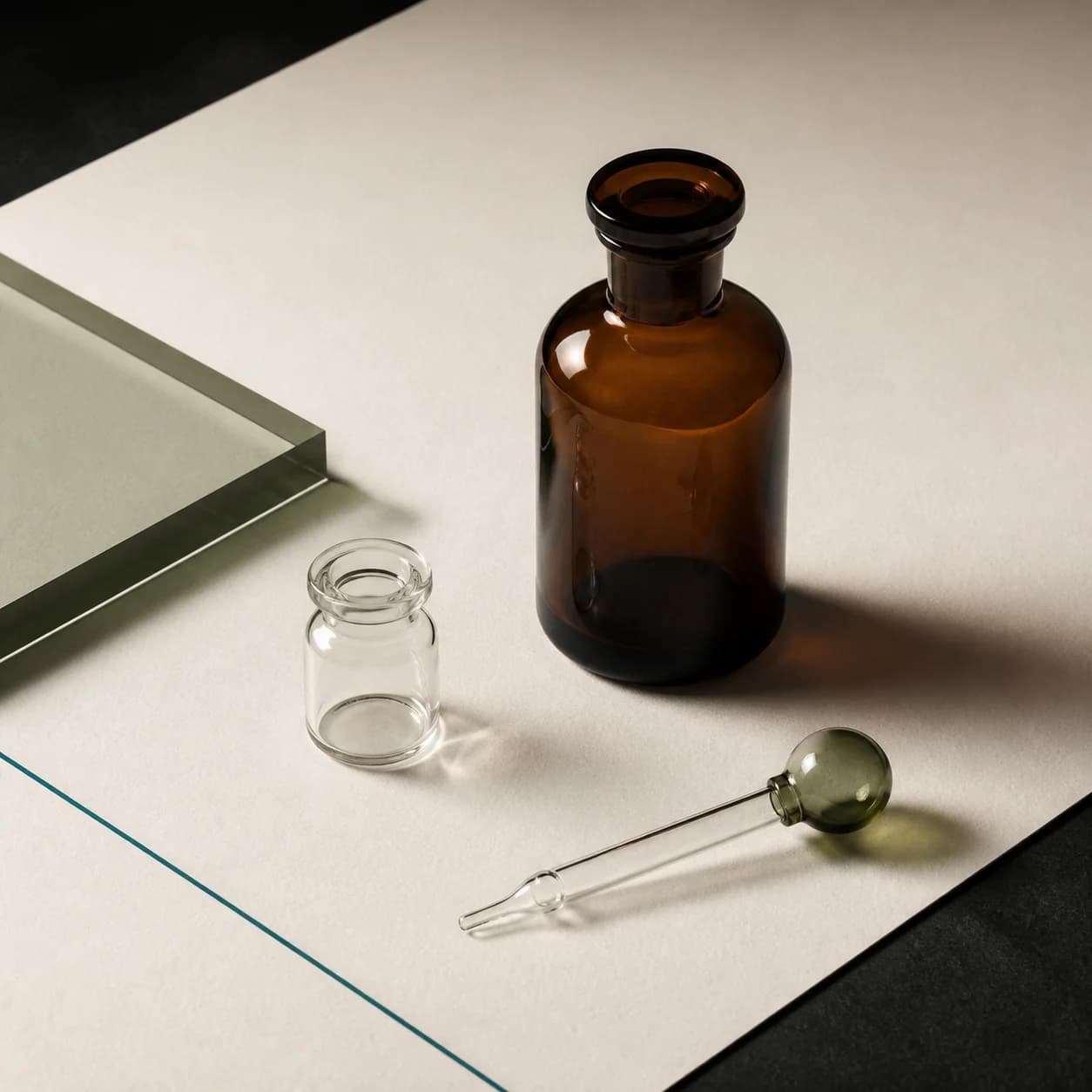 Original illustrative research-catalog still life for Acetic Acid