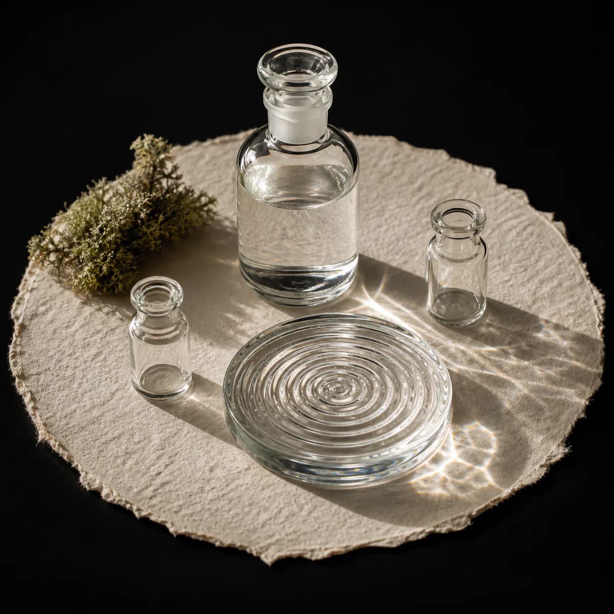Original illustrative research-catalog still life for Bac water