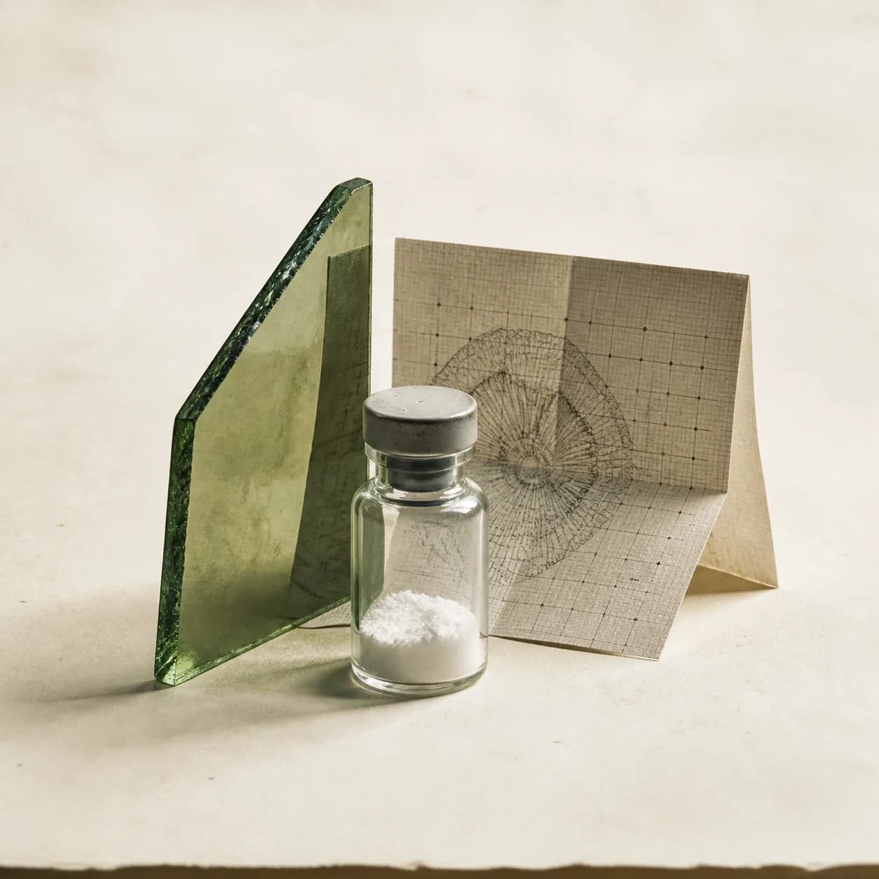 Original illustrative research-catalog still life for LL37