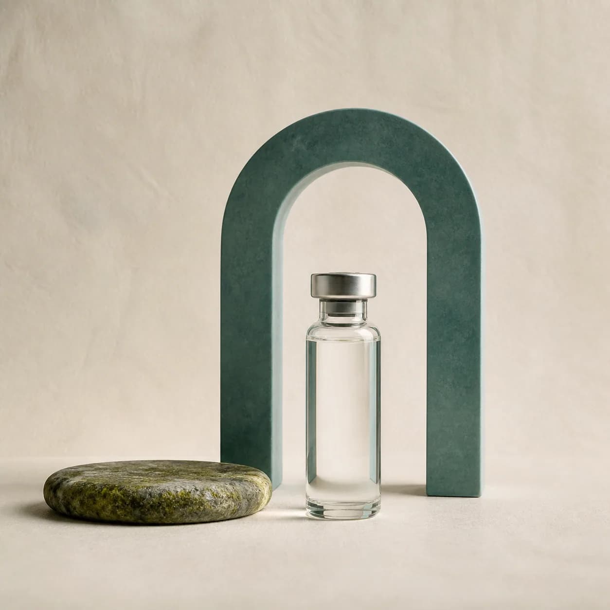 Original illustrative research-catalog still life for Tesmorelin
